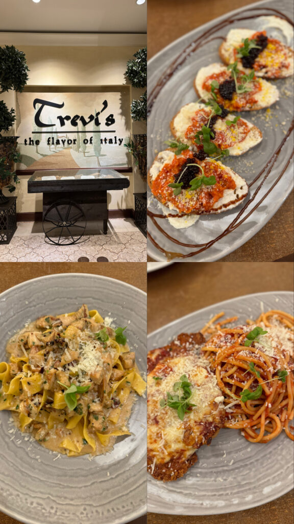 the menu items we chose at trevi Italian restaurant, everything was delicious as was the service.